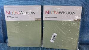 lot 2033 image: Martha Window Airy Sheer Rod Pocket Panel 50x95 Qty 2 Panels Color Reseda.