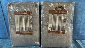 lot 2035 image: Elrene Braiden Grommet Panel 52x84 Qty 2 Panels Color Chocolate.