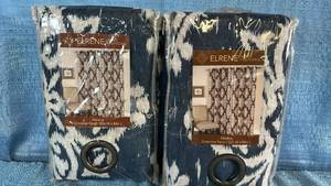 lot 2036 image: Elrene Medina Grommet Panel 52x95 Qty 2 Panels Color Navy.