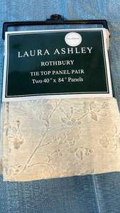 lot 2043 image: Laura Ashley Rothbury Tie Top Panel Pair. 40x84 Color Natural.