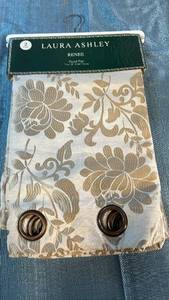 lot 2045 image: Laura Ashley Renee Grommet Panel Pair Includes Two 38x84 Panels. Color Taupe.