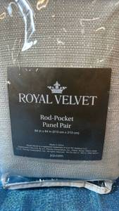 lot 2049 image: Royal Velvet Rod Pocket Panel Pair 84x84 Color Taupe.