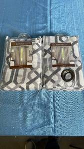 lot 3023 image: ELRENE Creston Grommet Panel Curtains Set of 2, 52x84