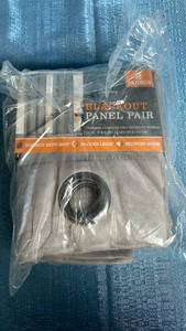 lot 3030 image: Gray Blackout Curtain Panel Pair 76x84 Grommet Top