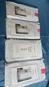 lot 3060 image: Liz Claiborne Lisette White Rod Pocket Curtain Panels Set, Cool White, 60x72