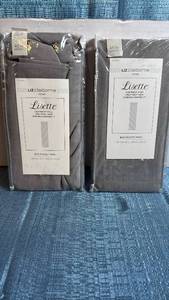 lot 8017 image: Liz Claiborne Lisette Rod Pocket Curtain Panels Gray 60x45
