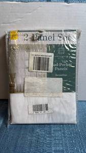 lot 8019 image: Home Expressions Jacqueline 2-Panel Rod-Pocket Curtains White Polyester
