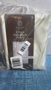 lot 8031 image: Home Expressions Jacqueline Ivory Voile Sheer Curtain Panels with Rod Pocket