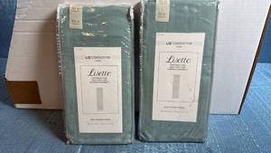 lot 8032 image: Liz Claiborne Lisette Aqua Dust Rod Pocket Curtain Panels 60x84 Inch
