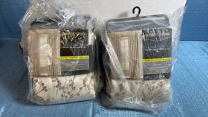 lot 8040 image: Energy Saver Blackout Double Layer Window Curtains 50x84 Cream Set