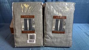 lot 8043 image: Elrene Colton Grey Grommet Curtain Panels Set
