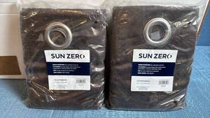lot 8052 image: Sun Zero Brand Lichtenberg Chocolate Brown Grommet Curtain Panels - Set of 2