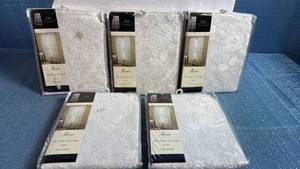 lot 8053 image: Alison Ivory Lace Window Curtain Panels Set