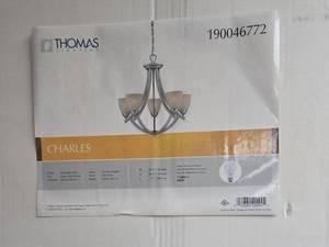 lot 332 image: Thomas Lighting Charles 5-Light Chandelier Moonlight Silver