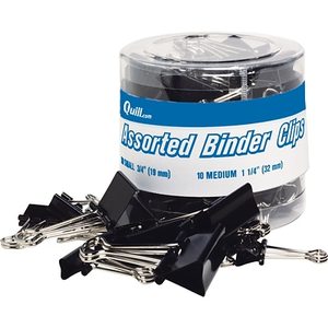 lot 335 image: Quill Brand Assorted SmallMedium Binder Clips, Black, 60Pack (11508QL)
