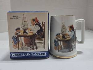 lot 342 image: Norman Rockwell For A Good Boy Porcelain Tankard with Box