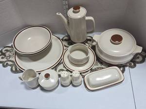 lot 347 image: Woodhaven Collection Stoneware Coffee Service Set and Other Misc Serving Pieces Matches Lot 346