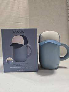 lot 362 image: Asobu Ceramic Lined Vacuum For The Baseball Fan.  Insulated Mug 13oz Blue with Silicone Lid New