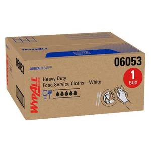 lot 370 image: WypAll� CriticalClean Foodservice Cloths, OPEN Box, 12 have gotten wet but are  machine washablereusable several times.  23.5 x  12.5  White