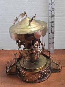 lot 372 image: Brass Carousel Music Box with Rotating Horses