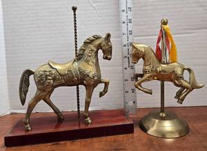 lot 393 image: Brass Carousel Horse Figurines with Decorative Details