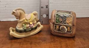 lot 395 image: Miniature Rocking Horse and Treasure Chest Trinket Boxes