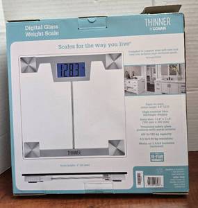 lot 401 image: Conair Thinner Digital Glass Bathroom Scale with LCD Display
