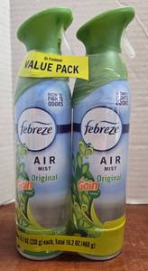 lot 404 image: Febreze Air Mist Odor-Fighting Air Freshener - Gain Original Scent - 8.1oz2pk Dye-Free, Phthalate-Free Aerosolu