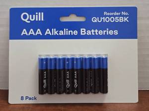 lot 474 image: Quill AAA Alkaline Batteries 8 Pack