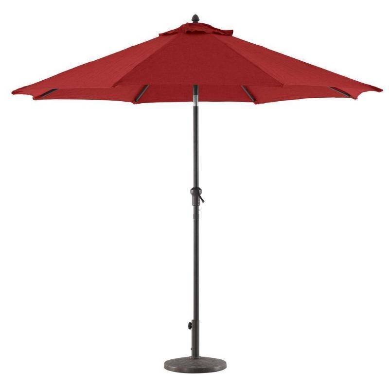 lot 918 image: Market Umbrella - Outdoor Patio - Deck Umbrella - Pool Umbrella - Aluminum Crank Tilt - Olefin - 9 Round - Red - Royal Garden - Retail $271.99