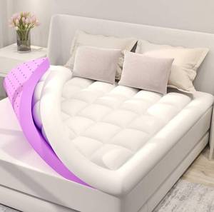 lot 9003 image: BDEUS Dual Layer 5 Inch Memory Foam Mattress Topper Queen Size, 2 Inch Gel Memory Foam Plus 3 Inch 1450 GSM Down Alternative Quilted Pillow Top Mattress Pad Cover,White