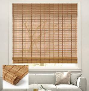 lot 9031 image: Kokorona Cordless Sheer Bamboo Roman Shades with Valance, Light Filtering Woven Bamboo Blinds for Windows, Natural Window Blinds Roll Up Shades for Home & Patio, 32 W x 64 H, Light Russet