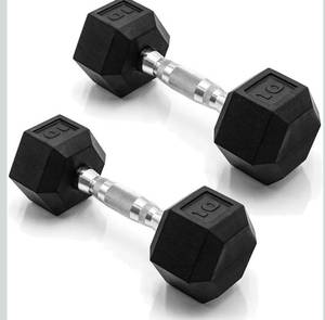 lot 9037 image: Barbell Coated Dumbbell Weight  Multiple Options Pairs & Sets 10 Lbs