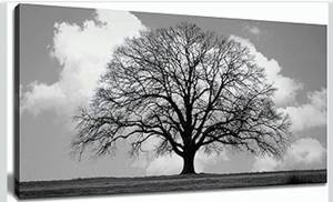 lot 9039 image: Trogonup Black and White Tree of Life Wall Art for Bedroom Modern Botanical Landscape Pictures for Living Room Office Canvas Prints Ready to Hang 20x40