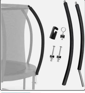 lot 9046 image: 1 Set Trampoline Curved Lower Enclosure Poles Fit for 12-16FT Trampoline Frame, Lower Net Pole Replacemnet with Foam Cover Padding, Hardwares-2 Style