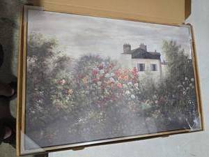 lot 9057 image: OIQArtOIQ Vintage Landscape Canvas Wall Art Framed Natural Scenery Painting Artwork Prints France Country Wilderness Farmhouse Decor Pictures Kitchen Bedroom Living Room Bathroom
