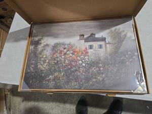 lot 9058 image: OIQArtOIQ Vintage Landscape Canvas Wall Art Framed Natural Scenery Painting Artwork Prints France Country Wilderness Farmhouse Decor Pictures Kitchen Bedroom Living Room Bathroom