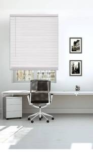 lot 9089 image: DEZ FURNISHINGS Cordless 1 Mini Blind with Flexible Slats, 29 W x 48 H, Pearl White