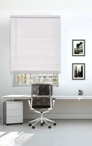 lot 9099 image: DEZ FURNISHINGS Cordless 1 Mini Blind with Flexible Slats, 29 W x 48 H, Pearl White