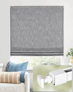 lot 9118 image: No Tools No Drill Cordless Roman Shades for Indoor Windows 100% Blackout, for Window Size 33 W � 64 H Charcoal