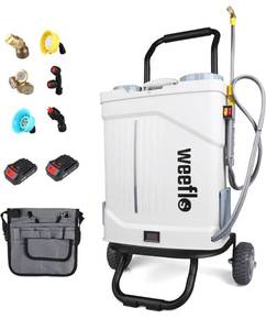 lot 9120 image: Battery Powered Backpack Sprayer,4 Gallon Electric Sprayer with Wheeled Cart, 100 PSI High Pressure, 2X 21V Rechargeable Batteries,Garden Sprayer for Outdoor Cleaning & Washing