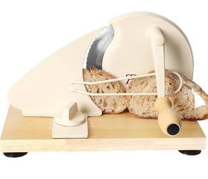 lot 9125 image: Brvclon Manual Bread Slicer for Homemade Sourdough,Adjustable Thickness,Hand Crank Bread Slicer with Stainless Steel Blade, Aluminum Alloy Frame & Solid Wood Base with Natural Wood Veneer Finish