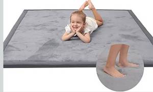 lot 9128 image: Huloo Sleep Baby Play Mat for Floor,1.3 Thick Memory foam Tummy Time Mat,Soft Coral Velvet Nursery Rug,Extra Large Non Slip Crawling Mats for Living Room(Dark Gray