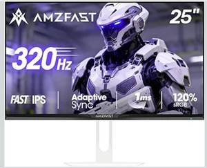 lot 9139 image: Amzfast 25 Inch White Gaming Monitor 320Hz300Hz240Hz, FHD 1080P 1ms Fast IPS Monitor, Exchange (DP Cable) TV Rheinland Eye Care  AI Crosshair, Night Vision Function