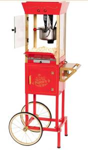 lot 9141 image: Nostalgia Popcorn Maker Machine - Professional Cart With 8 Oz Kettle Makes Up to 32 Cups - Vintage Popcorn Machine Movie Theater Style - Red