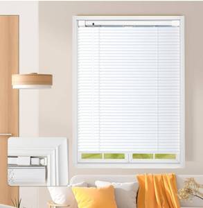lot 9153 image: No Tools No Drill Cordless Mini Blinds, 1 L-Shaped Slats Light Filtering Shades, Horizontal Vinyl Blinds for Indoor Windows, White,33.5 Wx 36 H