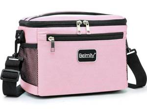 lot 9159 image: BEIMILY Lunch Box for MenWomen,Small Insulated Lunch Bag,Reusable LunchBox for work Picnic Hiking Beach,Leakproof Soft Cooler Tote Bag Organizer with Adjustable Shoulder Strap for Adults(Pink)