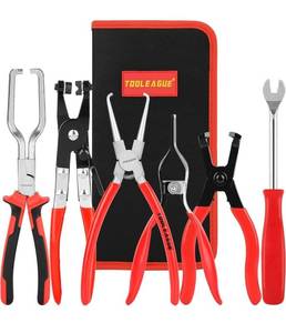 lot 9163 image: TOOLEAGUE Fuel Line Pliers Set 6Pcs, Hose Remover, 9 Fuel Filter Caliper, Hose Pipe Clamp Clip, Flat Hose Clamp Plier, 30 Degree Disconnect Pliers Set for Auto Maintenance with Storage Case