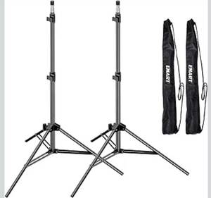 lot 9164 image: EMART 7 Ft Light Stand for Photography, Portable Photo Video Tripod Stand, 2 Pack Lighting Stand with Carry Case for Speedlight, Flash, Softbox,Strobe Light, Camera, Photographic Portrait