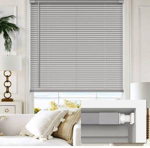 lot 9200 image: LazBlinds No Tools No Drill 1 Vinyl Mini Blinds, Cordless Blinds for Windows, Light Filtering Horizontal Window Blinds & Shades, 48 W x 48 H, Grey